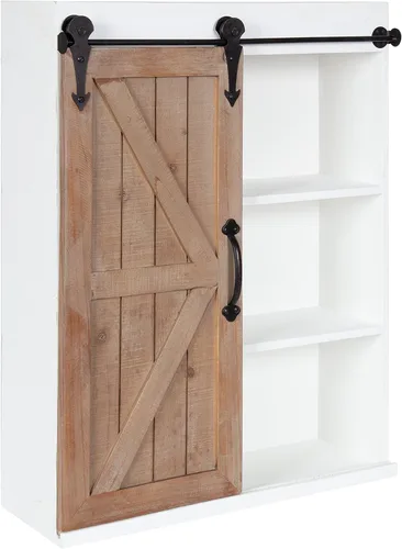 Vista 12 de Kate and Laurel Cates - Armario decorativo de madera con puerta corredera estilo granero, gris rústico