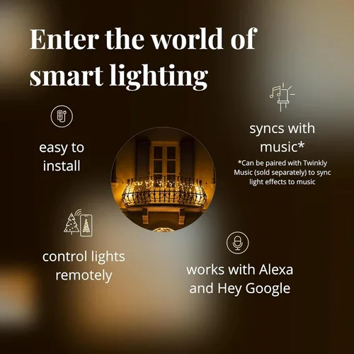 Vista 7 de Twinkly Icicle 190 LED Blanco, Luces de Cascada LED para Interior y Exterior, Luces LED Inteligentes Blanca Cálida y Blanca Fría, Compatibles