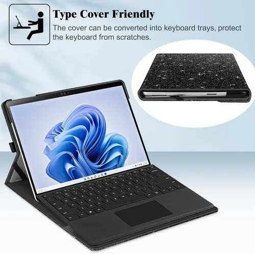 Vista 4 de Fintie Funda para Microsoft Surface Pro 11/10/9 de 13 pulgadas - Cubierta tipo cartera de negocio con múltiples ángulos de visualización