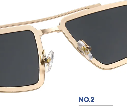 Vista 4 de bullabulling Gafas de sol retro de doble viga para hombre, gafas de sol de moda para mujer, protección