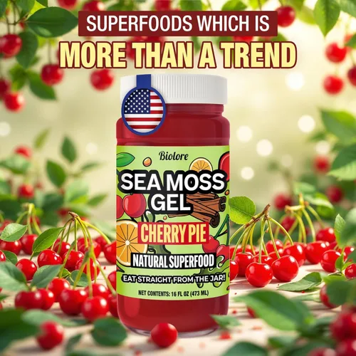 Vista 5 de Biolore Cherry Pie - Gel de musgo marino de 16 onzas, sin azúcar añadido, vegano, fabricado en Estados Unidos, superalimento de musgo marino