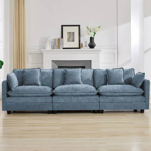 Vista 26 de Sofá modular en forma de nube de 113 pulgadas, sofás de asiento profundo de gran tamaño para sala de estar, sofá modular tapizado de chenilla