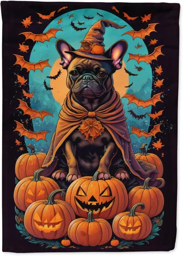 Vista 40 de Caroline's Treasures DAC1466GF - Bandera decorativa para jardín de Halloween de Affenpinscher Witchy para jardín, decoración para patio exterior