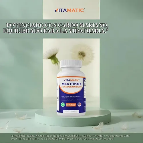 Vista 4 de Vitamatic Cardo mariano con raíz de diente de león - Extracto botánico a base de plantas 50:1 - Cápsulas de hierbas concentradas - Vegetariano, sin