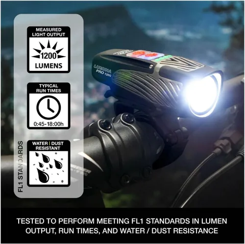 Vista 2 de NiteRider Lumina Pro 1200 + Vmax+ 150 Juego de luces para bicicleta USB-C recargable para bicicleta faros delanteros y traseros LED Combo IP64