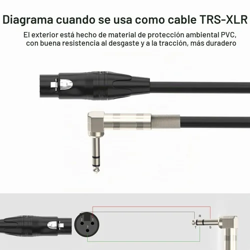 Vista 3 de TRS de ángulo recto de 0.250 in a XLR hembra, ángulo recto TRS de 1/4 pulgadas a XLR hembra de 3 pines, para altavoces, escenario, DJ y más