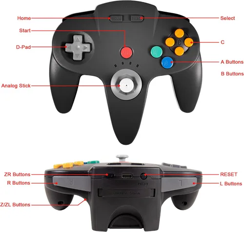 Vista 3 de KIWITATA Wireless N64 Controller for Retro Games, 2.4GHZ Rechargeable Wireless Remote Joystick Game Pad Controller Compatible with N64 Video System