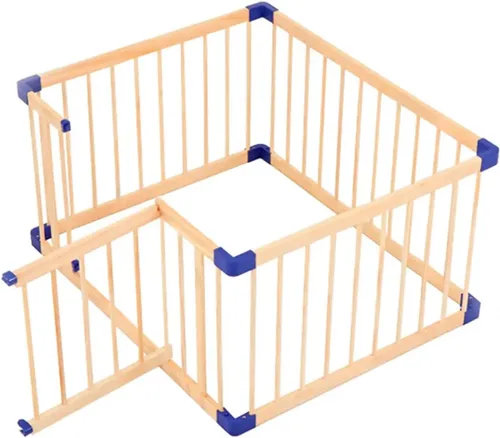 Vista 13 de Jolan Corralito de madera para bebés, fácil de instalar y quitar, corralito de seguridad para niños pequeños con puerta, cerca de centro
