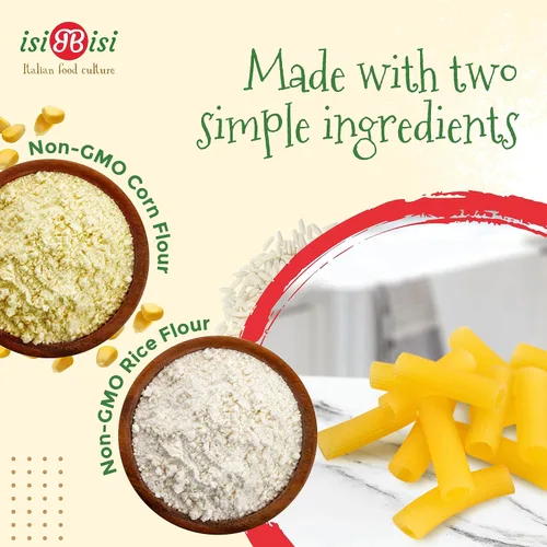 Vista 3 de isiBisi Pasta Rigatoni sin gluten, paquete de 3 – Fideos artesanales de maíz y arroz – Vegano, sin OMG, fabricado en Italia