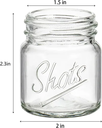 Vista 2 de Lawei Paquete de 24 vasos de chupito de 2 onzas, mini tarros de masón, vasos de chupito transparentes, vasos pequeños para vodka, whisky, tequila
