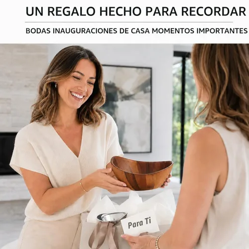 Vista 6 de Nambe - Colección Serveware - Harmony Chip y cuenco de inmersión - Mide 12 x 6.5 pulgadas - Fabricado con madera de acacia y aleación nambe