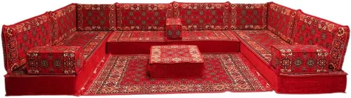 Vista 172 de arabicsofa Sofá en forma de U de estilo árabe para el suelo – Juego de Majlis hecho a mano – Sofá de estilo bohemio