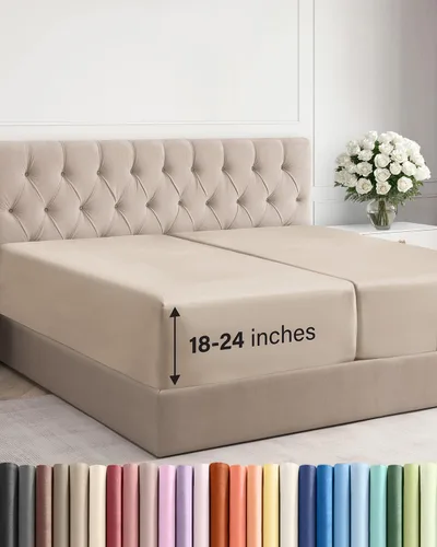 Vista 105 de Sábana bajera ajustable extra profunda Twin XL – Sábana bajera individual de lujo de hotel solamente – Se adapta fácilmente a colchones de 18 a 24