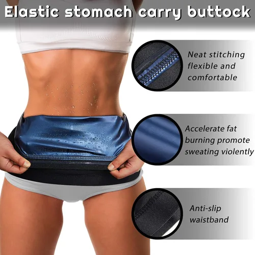 Vista 3 de Geyoga 2 piezas de reductor de cintura para mujer, para sudar, entrenamiento de cintura para culturismo, grasa del vientre inferior