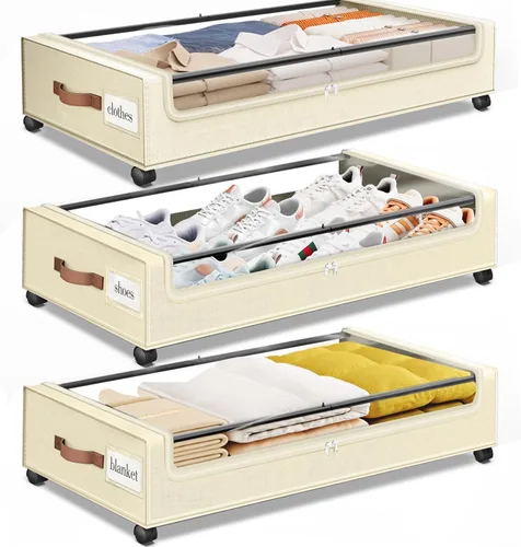 Vista 8 de SpaceHacks Almacenamiento Debajo de la Cama con Ruedas 1 Paquete Almacenamiento Debajo de la Cama con Ventana Transparente y Etiqueta Cajones Debajo