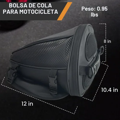 Vista 2 de Bolsa de cola para motocicleta, multifuncional, para guardar en el asiento trasero, bolsa de sillín, bolsa de tanque para motocicleta con correa