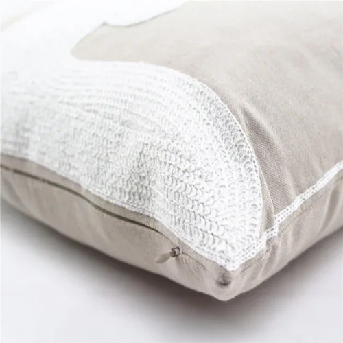 Vista 5 de WOMHOPE 18" Funda de algodón bordada roja y beige, fundas de Navidad, fundas de almohada rectangulares, funda de cojín, almohada para sillón, cama