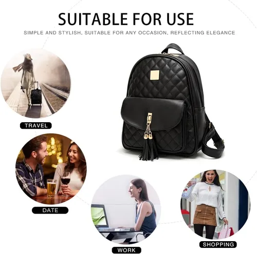 Vista 4 de I IHAYNER - Morral informal de cuero acolchado con diseño simple para mujer