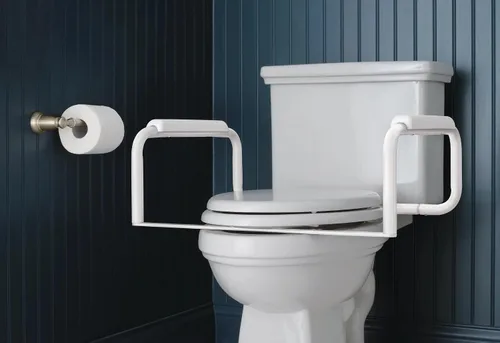 Vista 2 de Moen Glacier White Home Care DN7015 - Barra de seguridad para inodoro, rieles de inodoro para personas mayores, DN7015