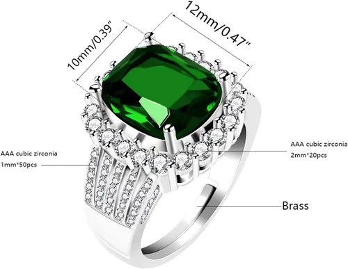 Vista 7 de Uloveido Anillos de corte cojín ajustables chapados en platino y oro rosa de 5 quilates con circonita cúbica para mujer Y987, Metal, Zirconia cúbica