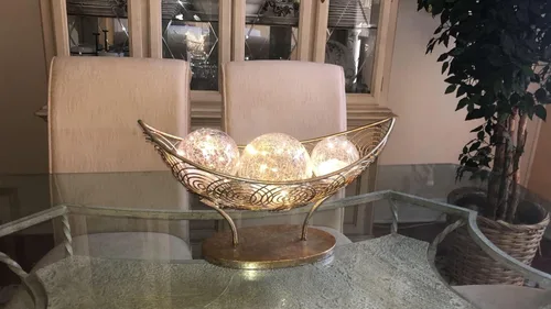 Vista 3 de Lámpara LED Crackle Globe funciona con pilas, orbe de vidrio iluminado para decoración de festivales de Navidad, luz de bola de vidrio de mercurio
