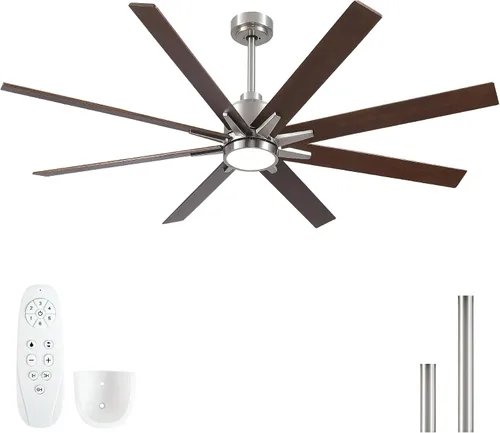 Vista 22 de Ventiladores de techo de 42 pulgadas con luces y control remoto, ventilador de techo negro con 5 aspas, motor DC reversible de 6 velocidades, LED