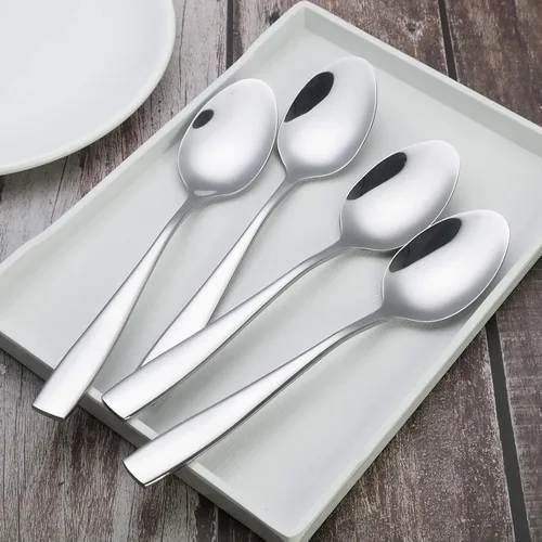 Vista 4 de Asking Cuchara de cocina de acero inoxidable de 12 piezas, cucharas de mesa para cubiertos