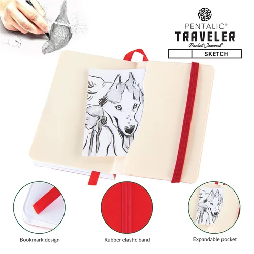 Vista 4 de Cuaderno de bocetos Travelers Dot Grid Pentalic Art, libre de ácidos