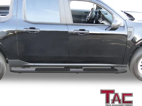 Vista 2 de TAC Estribos Laterales Running Boards Fit 2022-2025 Ford Maverick/Maverick Hybrid Truck Pickup 4.25" Oval Curvado Textura Negro Barras Laterales