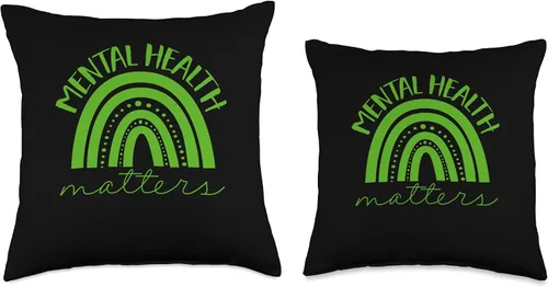 Vista 3 de Green Ribbon Mental Health Awareness Matters Throw Pillow