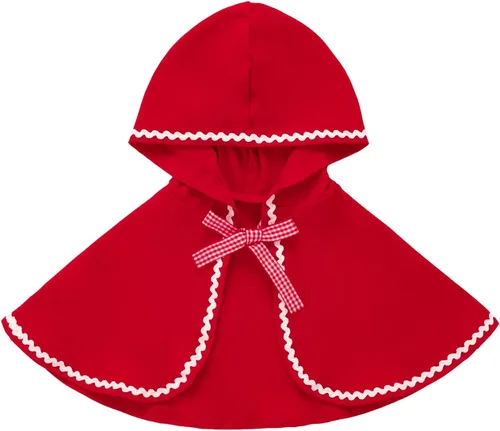 Vista 2 de Yruiz Baby Girls' Little Red Riding Hood Cosplay 3PCS Halloween Christmas Skirt Set with Cloak