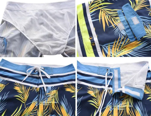 Vista 4 de Nonwe Traje de baño para hombre de secado rápido con bolsillo ajustable en la cintura