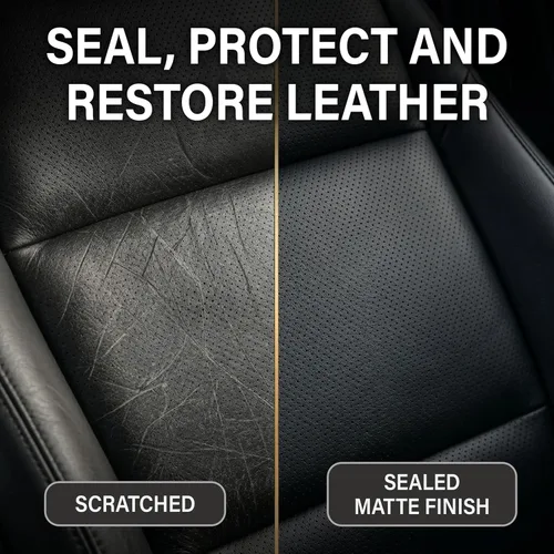 Vista 4 de Leather Hero Top Coat - Sellador de cuero y acabado protector para tinte, pintura, asientos de automóvil, zapatos y más - Restaurador