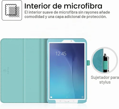 Vista 3 de Fintie Funda tipo libro para Samsung Galaxy Tab E 9.6 2015, flor