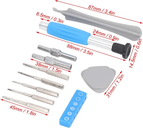 Vista 5 de Kit de herramientas de reparación de destornilladores para interruptor SNES n64 NES Wii triwing