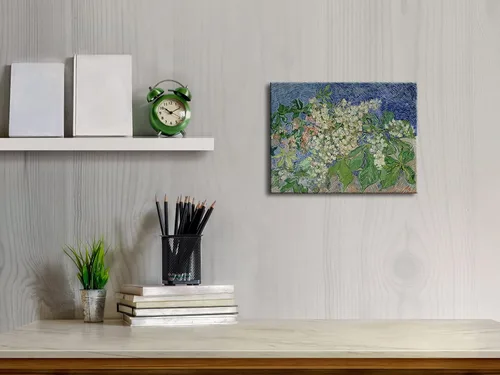 Vista 4 de Wieco Art Lienzo con ramas de castaño floreciente, impresiones de arte de Vincent Van Gogh, pinturas famosas, reproducción clásica, cuadros