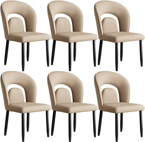 Vista 24 de YVYKFZD Leather Dining Chairs, Kitchen Chairs Set with Curved Back, Upholstered Dining Room Chair, Armless Comfy Side Chair, for Living Room, Dark