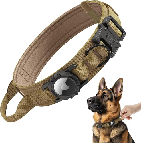 Vista 14 de Collar de perro Airtag mejorado impermeable, ajustable, nailon para entrenamiento con GPS Collar de perro con soporte AirTag, asa de control