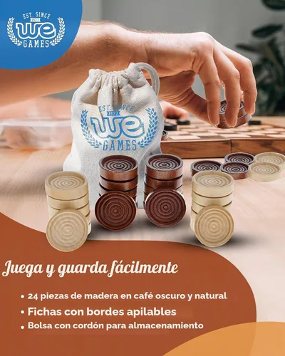 Vista 4 de Juegos de madera de damas con apilables, marrón oscuro/natural de We
