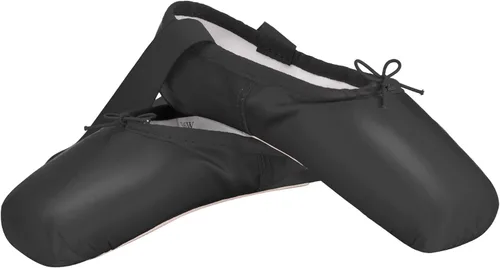 Vista 5 de IJONDA Zapatos de ballet para adultos, con almohadillas para los dedos y bolsa de malla Negro