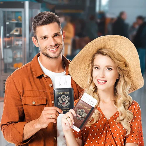 Vista 7 de Funda para pasaporte de alta calidad para viajes, con bloqueo RFID, delgada, duradera y apta para viajes, cartera para pasaporte mantiene tus