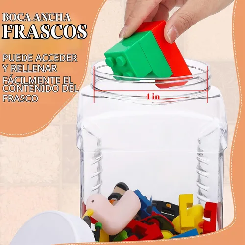 Vista 3 de Paquete de 12 tarros de plástico de 1 galón con tapa, contenedores de almacenamiento transparentes, recipientes vacíos multiusos, recipientes