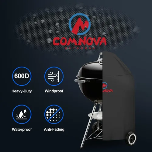 Vista 3 de Comnova Funda para Parrilla de Carbón - Resistente e Impermeable para Parrilla Kettle Weber, Parrilla Kettle Cuisinart y Más