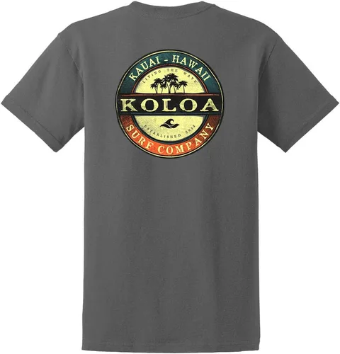 Vista 84 de Koloa Surf - Camisetas de algodón pesado para hombre, tallas grandes y altas Azul acuático/negro buscando diseño de ondas
