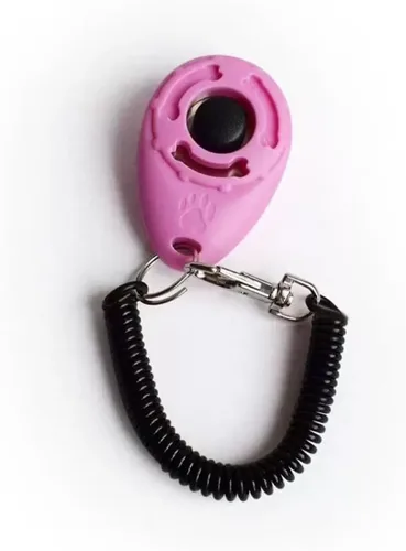 Vista 2 de 2 piezas de clicker rosa fácil de usar con botón accesorios de entrenamiento para perros fuertes y duraderos, ayuda para el comportamiento