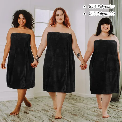 Vista 6 de Tigeen 2 toallas para mujer, bata de spa ligera a rayas con cierre ajustable, parte superior elástica, bata de baño suave para spa