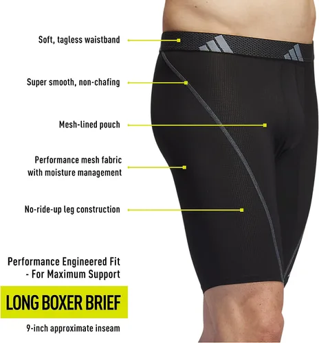 Vista 2 de adidas Performance Mesh Long Boxer Brief 3-Pack