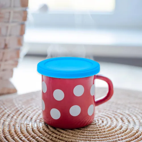 Vista 7 de PRETYZOOM 2 vasos de gel con tapas de silicona para café, resistente al calor, cubierta de tapa de taza apta para microondas