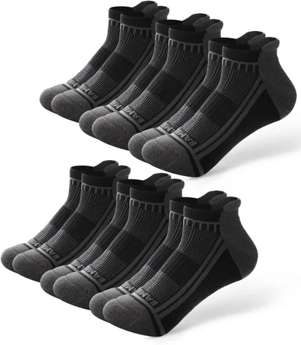 Vista 17 de BAMBOO COOL Calcetines tobilleros deportivos para hombre que absorben la 4*negro/4*gris oscuro