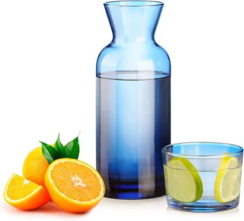 Vista 10 de Wrenbury Juego Vintage de Jarra y Vaso para Mesita de Noche - Jarra de Agua para Enjuague Bucal con Vaso para Baño - Decantador Ámbar para Mesita